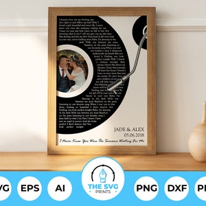 Personalized Vinyl Record Lyrics SVG, Custom Wall Decor SVG, Custom Poem SVG, Anniversary Gift, Valentines Day Gift for Couple