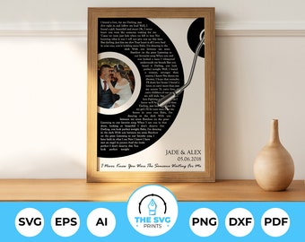 Letras de discos de vinilo personalizadas en formato SVG, regalo de aniversario personalizado en PDF, canción imprimible