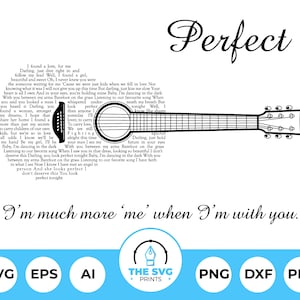 Aangepaste songteksten akoestische gitaar | Bruiloft Songteksten SVG | Gitaarteksten personaliseren