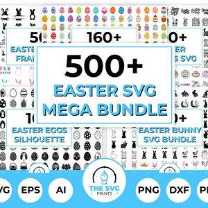 500+ Ostern SVG Mega Bundle, süße Ostern Clipart, druckbares Osterei, Frühling SVG, Geschenk für Familie, christliche Illustration, Kaninchen Illustration, Häschen Illustration