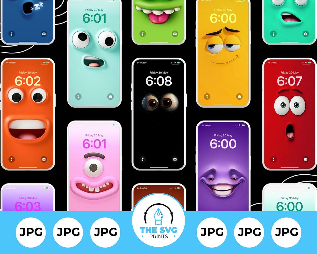 Funny Phone Wallpapers JPG Bundle, Cute Whacky Face Lock Screen ...