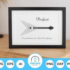 Gepersonaliseerde V-vormige elektrische gitaar SVG, aangepast cadeau voor hem SVG, bruiloft imponeert SVG, aangepast gedicht, eerste dans, gepersonaliseerde gitaarteksten