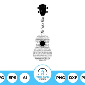 Personalisierte Ukulele geformte Songtexte SVG - Individuell druckbare SVG, ein personalisiertes Geschenk