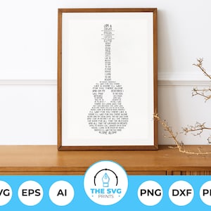 Letras de violão acústico personalizadas em formato SVG, decoração de parede personalizada em SVG, poema personalizado em SVG, clipart personalizado - download digital