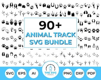 Animal Footprints & Tracks SVG Bundle: 98 Clipart Designs (Digital Download)