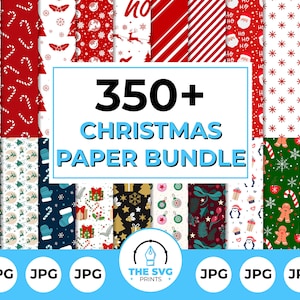 Christmas Digital Paper Mega Bundle - 350+ Digital Papers, Christmas Print Paper, Christmas JPG, Santa Pattern, Digital Background