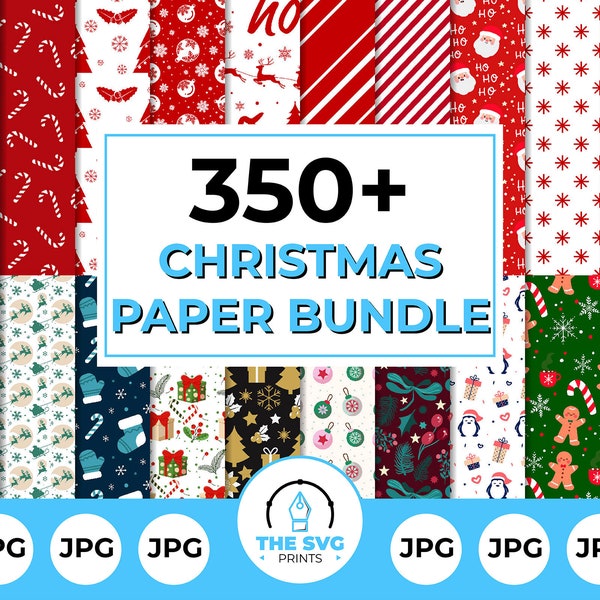 Weihnachts-Digitalpapier Mega Bundle - 350+ digitale Papiere, Weihnachts-Druckpapier, Weihnachts-JPG, Weihnachtsmann-Muster, digitaler Hintergrund