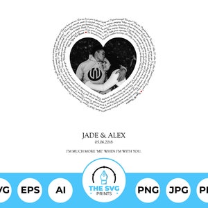 Personalized Spiral Heart Song Lyrics SVG, Custom Poem SVG, Anniversary Gift, Valentines Day Gift for Couple