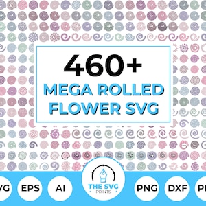 Rolled flower Svg, Paper Flower Svg, 3d flower Svg, Rolled Rose Svg, Flower Svg, Leaves svg, Rolled Flower Cricut, 3d Flower Silhouette