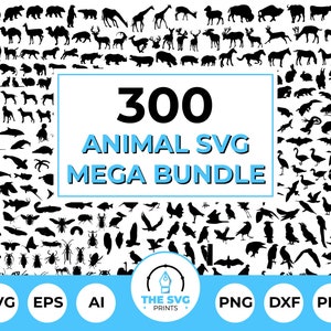 Megabundel dieren SVG - 300 dierensilhouetten, vogelsvector, dierenillustraties