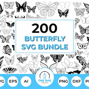 Schmetterling SVG Bundle 200 Designs für Cricut Sublimationsaufkleber T-Shirts Wandkunst Handwerk