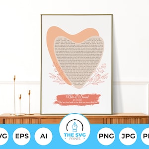Personalized Heart Shaped Lyrics, Custom Poem SVG, Anniversary Gift, Valentines Day Gift, Abstract Heart, Aesthetic Gift for Couple