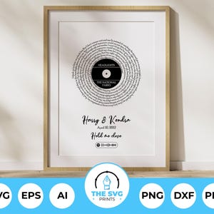 Personalized Record Print Lyrics, Custom Wall Decor SVG, Custom Poem SVG, Anniversary Gift, Valentines Day Gift for Couple