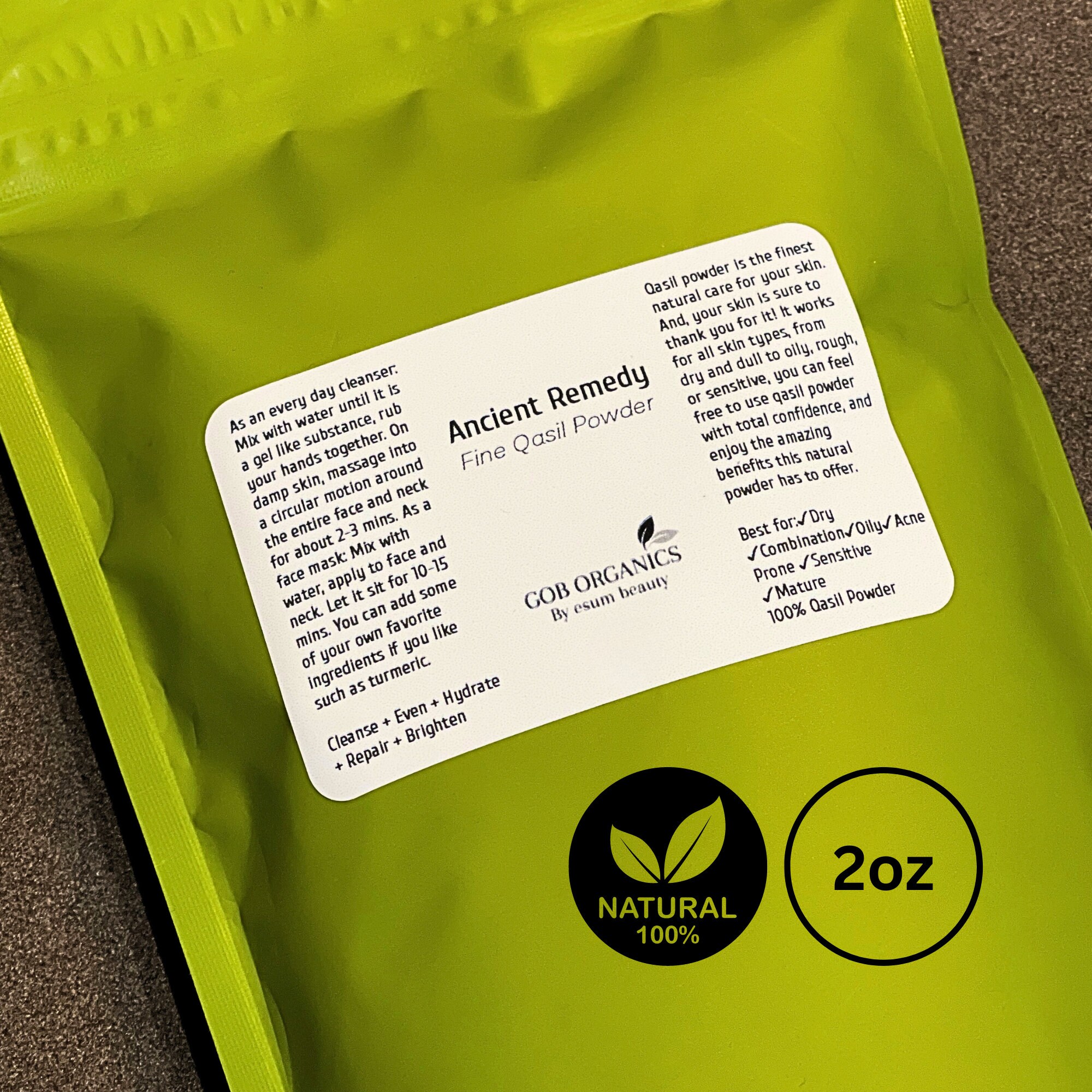 Best Natural Face Wash Authentic Premium Qasil Powder Organic, Vegan