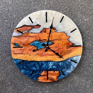 Handcrafted Resin & Olive Wood Wall Clock - Custom Made Modern Home Decor, Unique Mother’s Day Gift