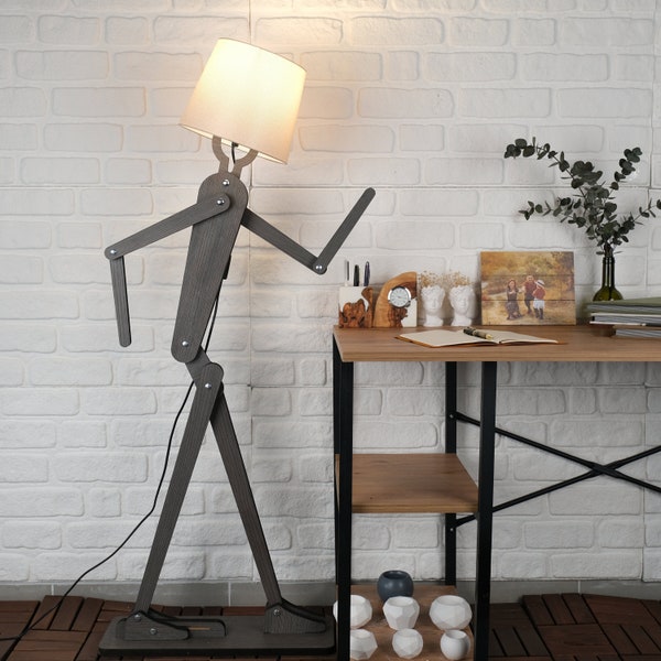 Living Room Lamp , Floor Lamp , Dresser Lampshade, Wooden Lampshade,Oak and Walnut, Desk Lamp, Man Lamp, Human Lamp  Home Gift, Wood Lamp