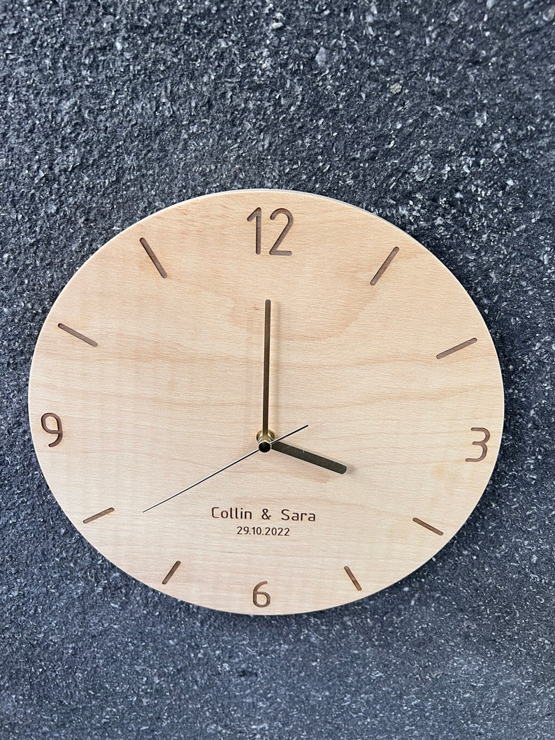 Personalized Gift, Modern Wood Wall Clock, Plywood with Engraved Numbers, Home Decor, Wood Wall Decor, Wall Hangings, Gift Ready To Ship image 8