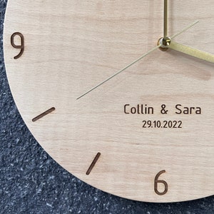 Personalized Gift, Modern Wood Wall Clock, Plywood with Engraved Numbers, Home Decor, Wood Wall Decor, Wall Hangings, Gift Ready To Ship image 5