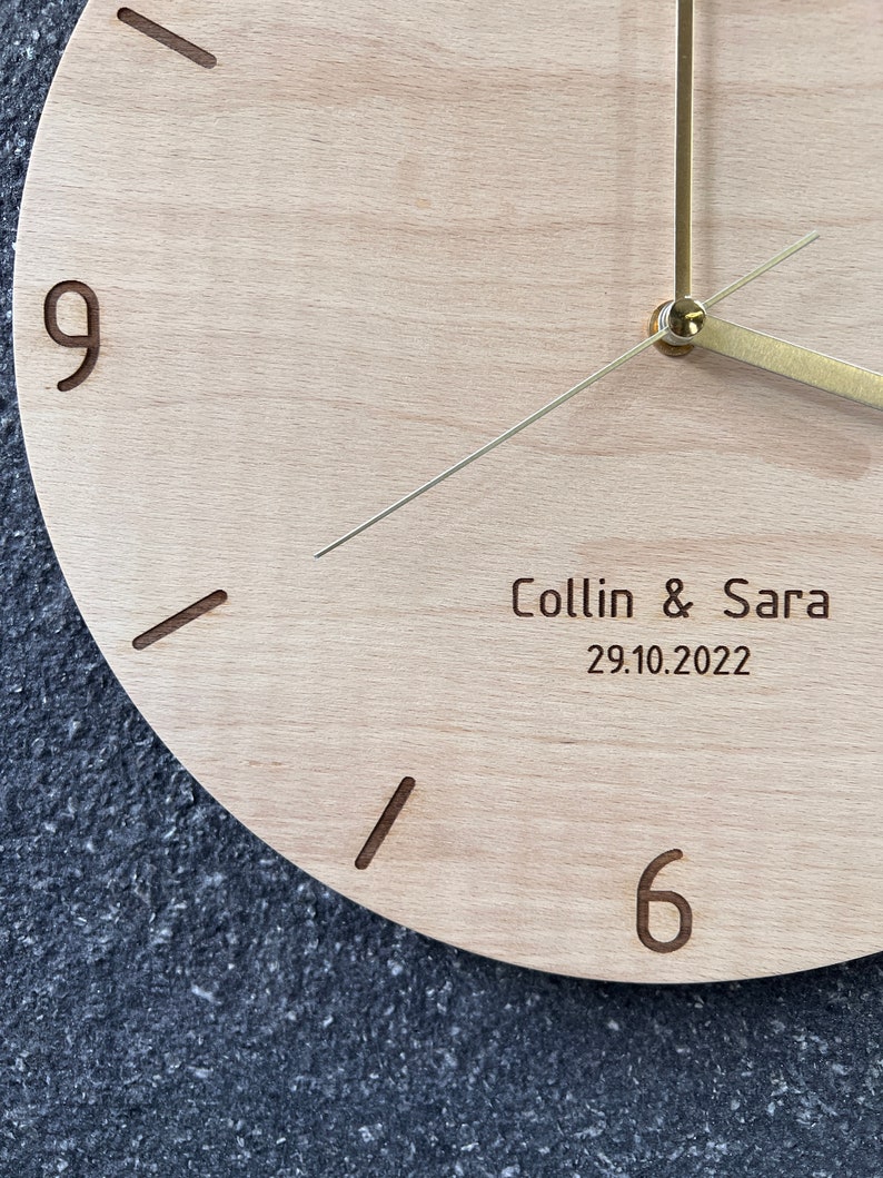 Personalized Gift, Modern Wood Wall Clock, Plywood with Engraved Numbers, Home Decor, Wood Wall Decor, Wall Hangings, Gift Ready To Ship image 5