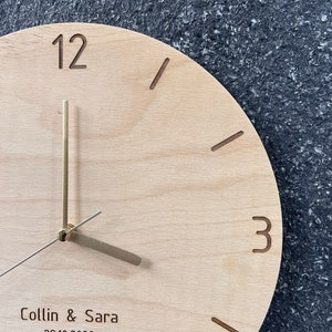 Personalized Gift, Modern Wood Wall Clock, Plywood with Engraved Numbers, Home Decor, Wood Wall Decor, Wall Hangings, Gift Ready To Ship image 4