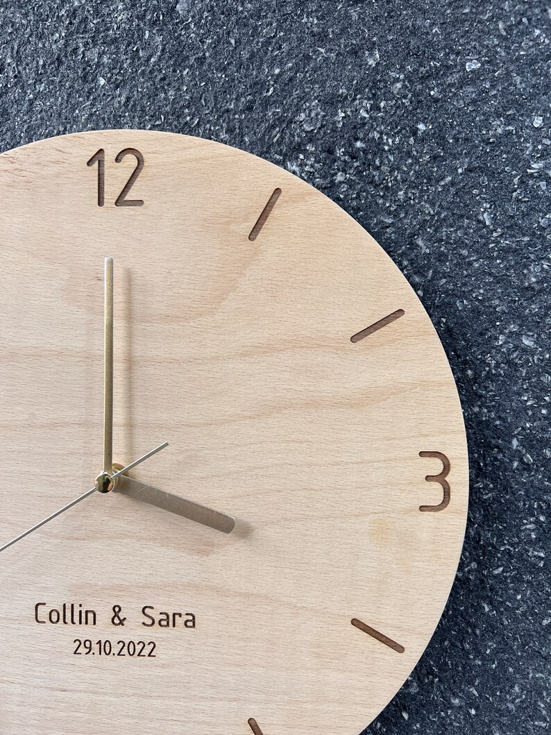 Personalized Gift, Modern Wood Wall Clock, Plywood with Engraved Numbers, Home Decor, Wood Wall Decor, Wall Hangings, Gift Ready To Ship image 4