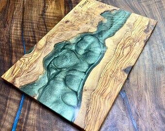 Epoxy River Cutting Board, Resin Charcuterie Board, Resin Serving Board, Olivewood, Hanmade Gift, Personalized Gift, Kitchen Decor, Serving