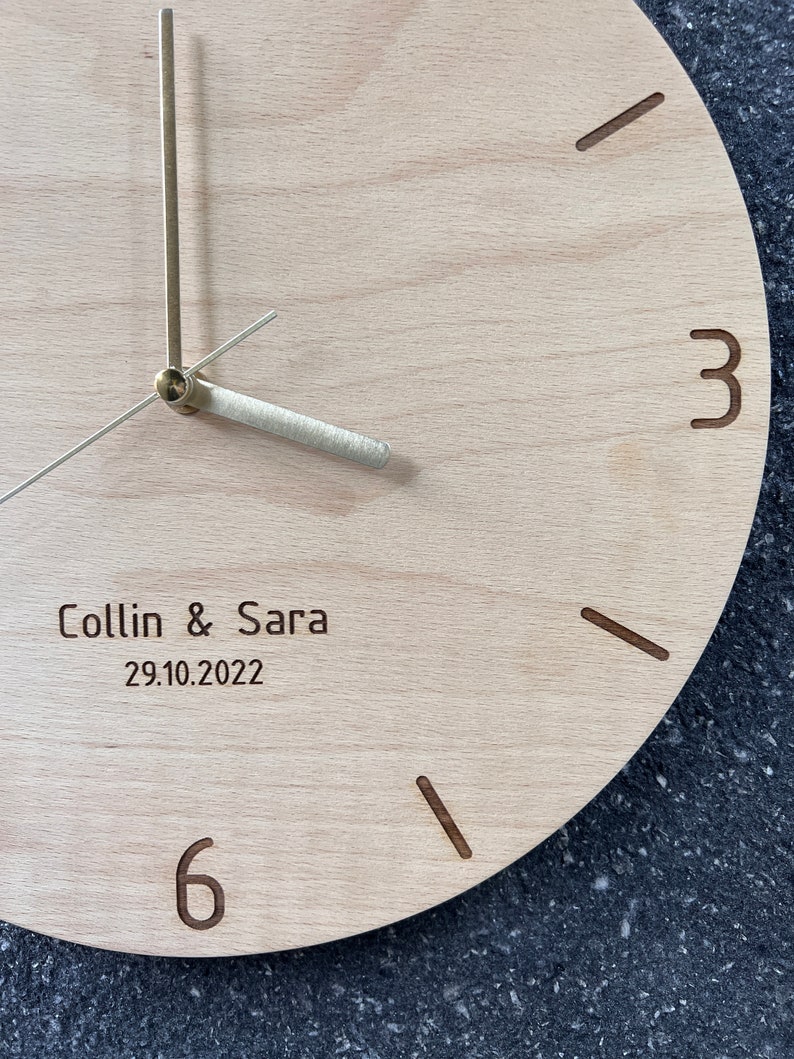 Personalized Gift, Modern Wood Wall Clock, Plywood with Engraved Numbers, Home Decor, Wood Wall Decor, Wall Hangings, Gift Ready To Ship image 6