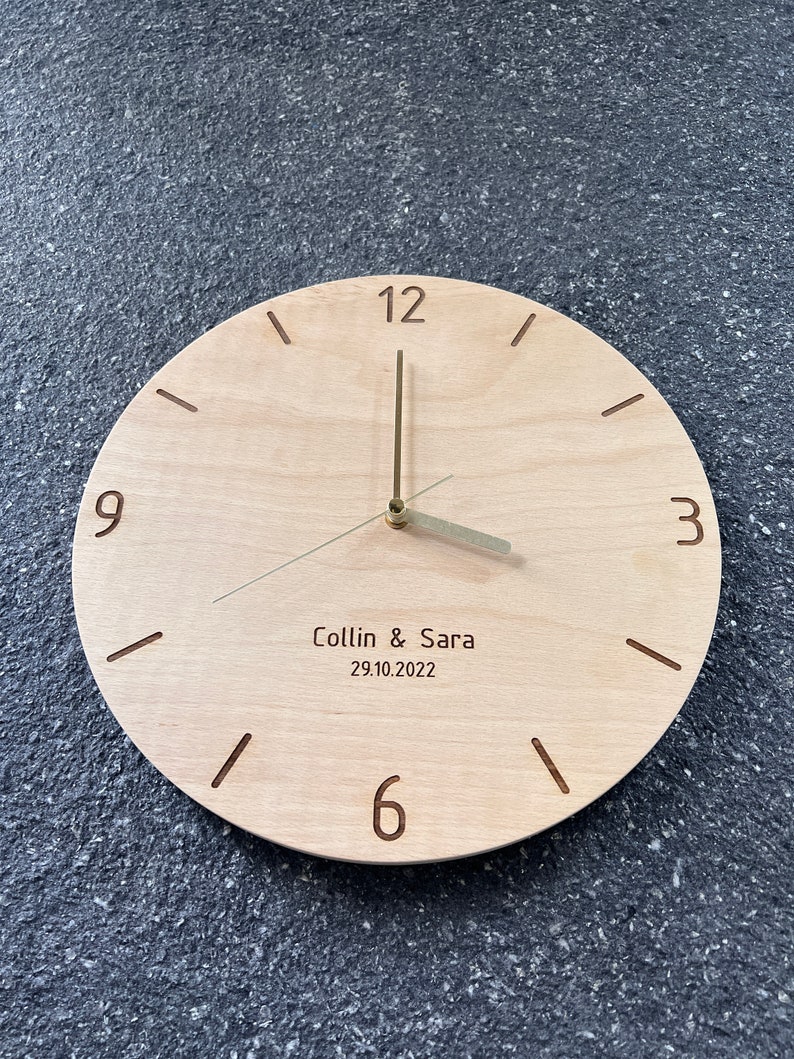 Personalized Gift, Modern Wood Wall Clock, Plywood with Engraved Numbers, Home Decor, Wood Wall Decor, Wall Hangings, Gift Ready To Ship image 7