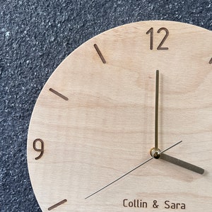 Personalized Gift, Modern Wood Wall Clock, Plywood with Engraved Numbers, Home Decor, Wood Wall Decor, Wall Hangings, Gift Ready To Ship image 3