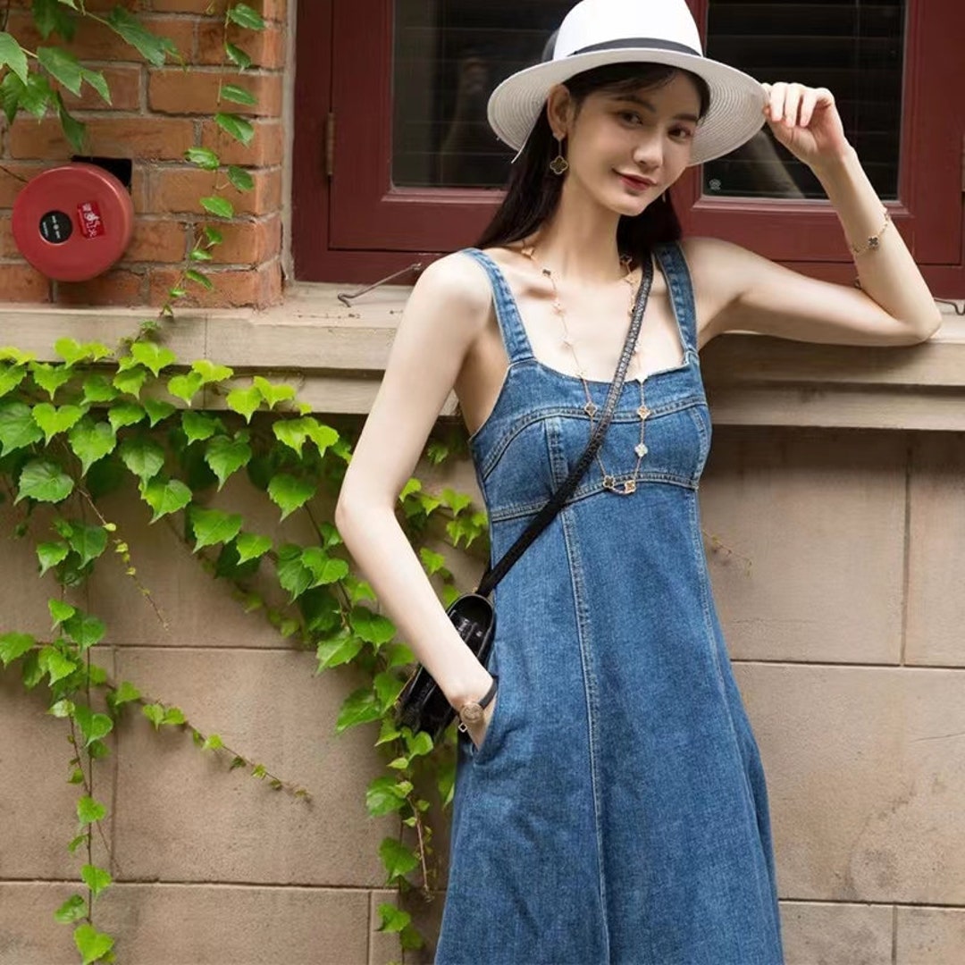 French Denim Suspender Dress New Summer Female Hong Kong Style - Etsy
