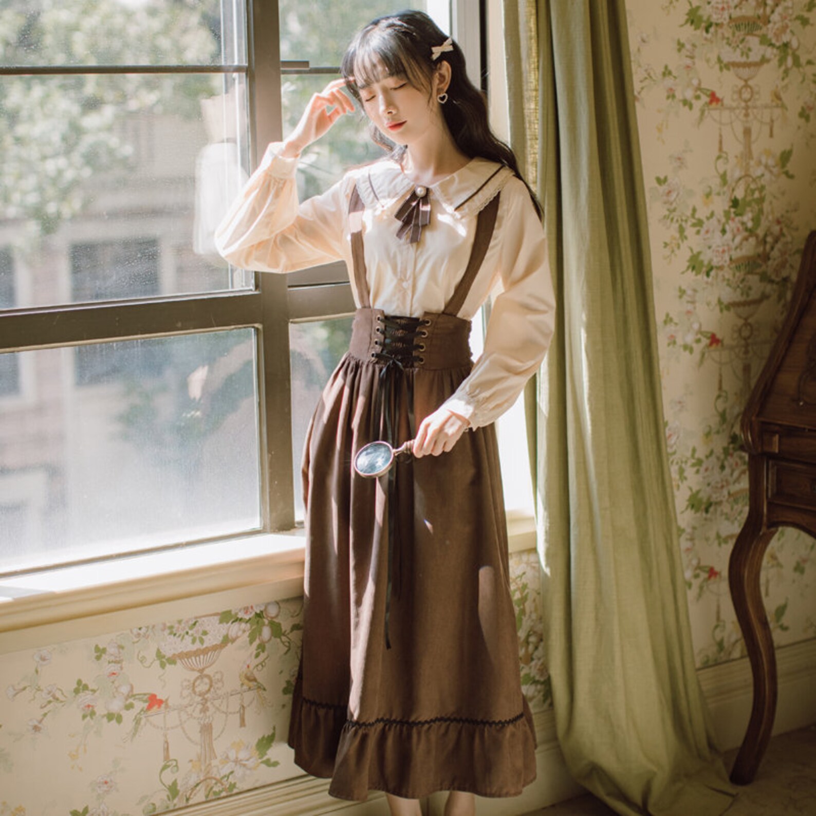 Dark Academia Clothing Long Midi Suspender Renaissance Skirt Etsy