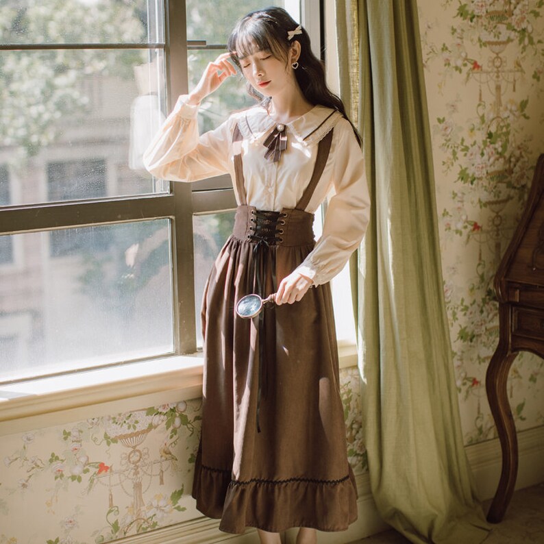 Dark Academia Clothing Long Midi Suspender Renaissance Skirt - Etsy