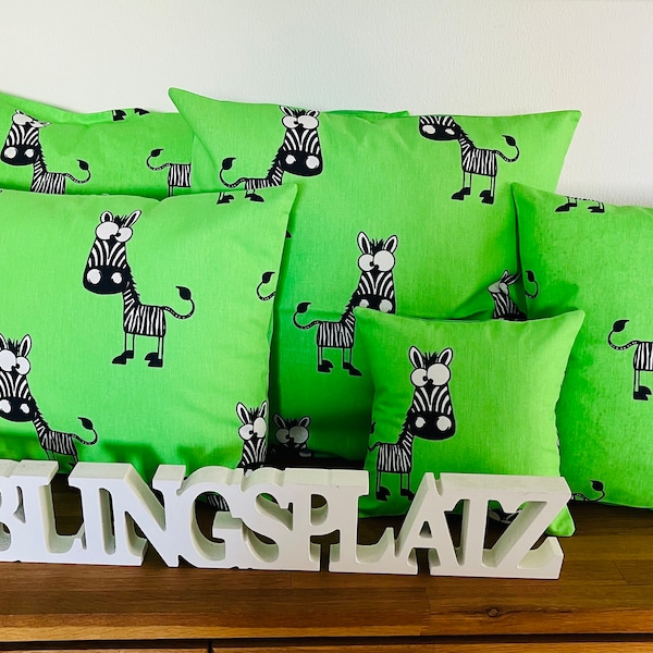 Kissenhülle Kissenbezug Kinder Zebra 20x20/30x30/30x40/40x40/40x60cm Grün