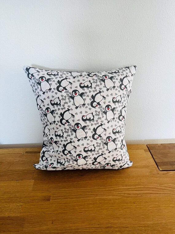 Kissenhülle Kissenbezug Kinder Pinguin 30x30/30x40/40x40/40x60cm Weiß/Grau