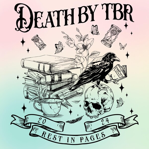 Morte por Lista de Leitura PNG, Leitura Retrô PNG, Produtos Literários Femininos para Bibliófilos, Presente para Viciada em Livros, Presente para Leitora Romântica, Descanse em Paz