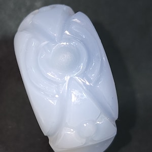 Chalcedony Ring , Blue Chalcedony Gem Stone Carving Ring, Gift Ring