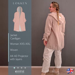 Jacka | Løkken | Dam XXS - XXL | Digitala sömnadsmönster | PDF | A4 + A0 + Projektor med lager | Bohème | Kofta | Engelska