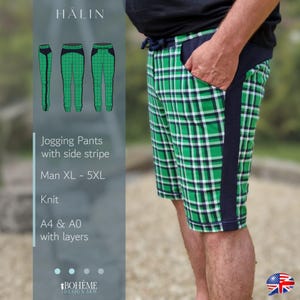 スウェットパンツ | Hålin | メンズ XL - 5XL | デジタル裁縫パターン | PDF | A4 + A0 + プロジェクター（レイヤー付き） | ボエーム | ジョガー | ジョギング | 英語