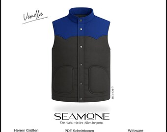 VENDLA – Wende Weste Herren digital Schnittmuster als PDF download / mit Herzpasse / Größe 44-64 / SEAMONE deutsch