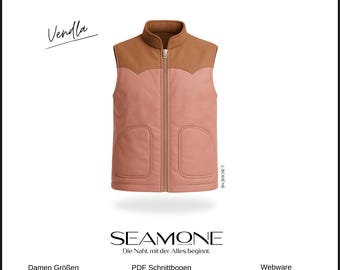 VENDLA – Wende Weste Damen digitales Schnittmuster als PDF download / mit Herzpasse / Größe 32–52 / SEAMONE deutsch