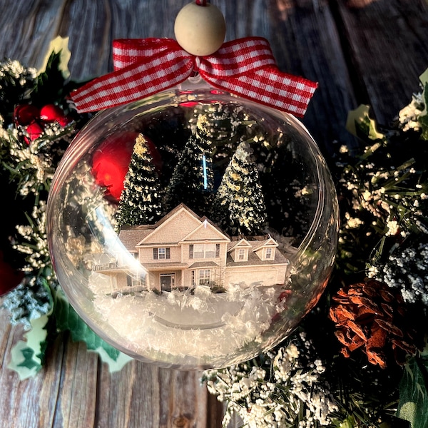 3D Custom House Photo Ornament, Snow Globle, Family Ornaments, Acrylic Ornament, Christmas Ornament, Christmas Gift for Family.