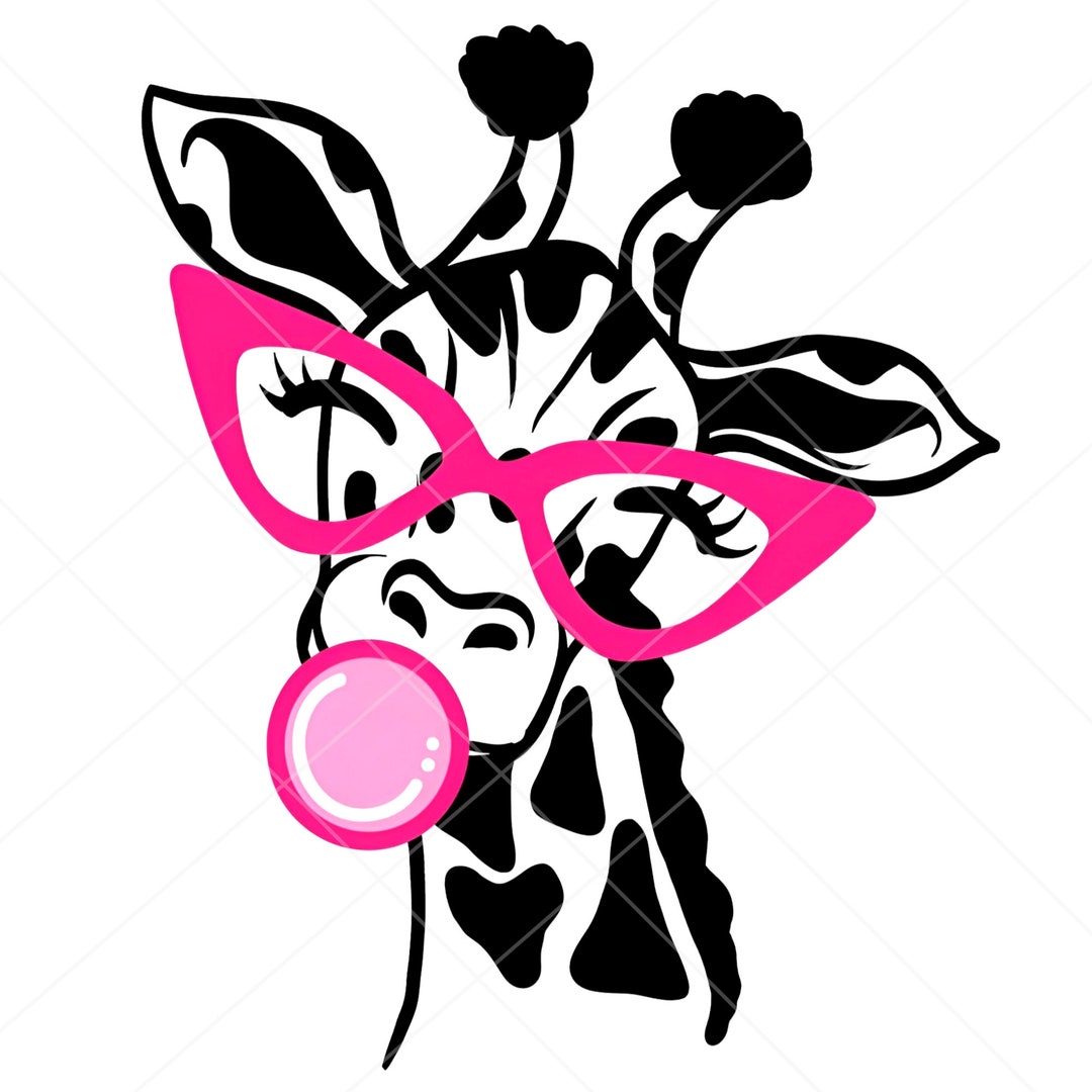 Giraffe Glasses Bubble Gum Svg Cute Funny Giraffe Face Svg - Etsy
