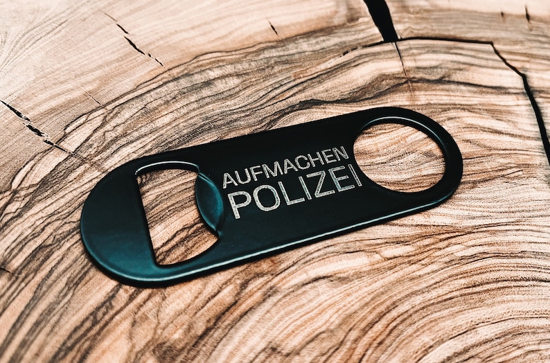 Flaschenöffner AUFMACHEN POLIZEI, Schlüsselanhänger geeignet Bild 1