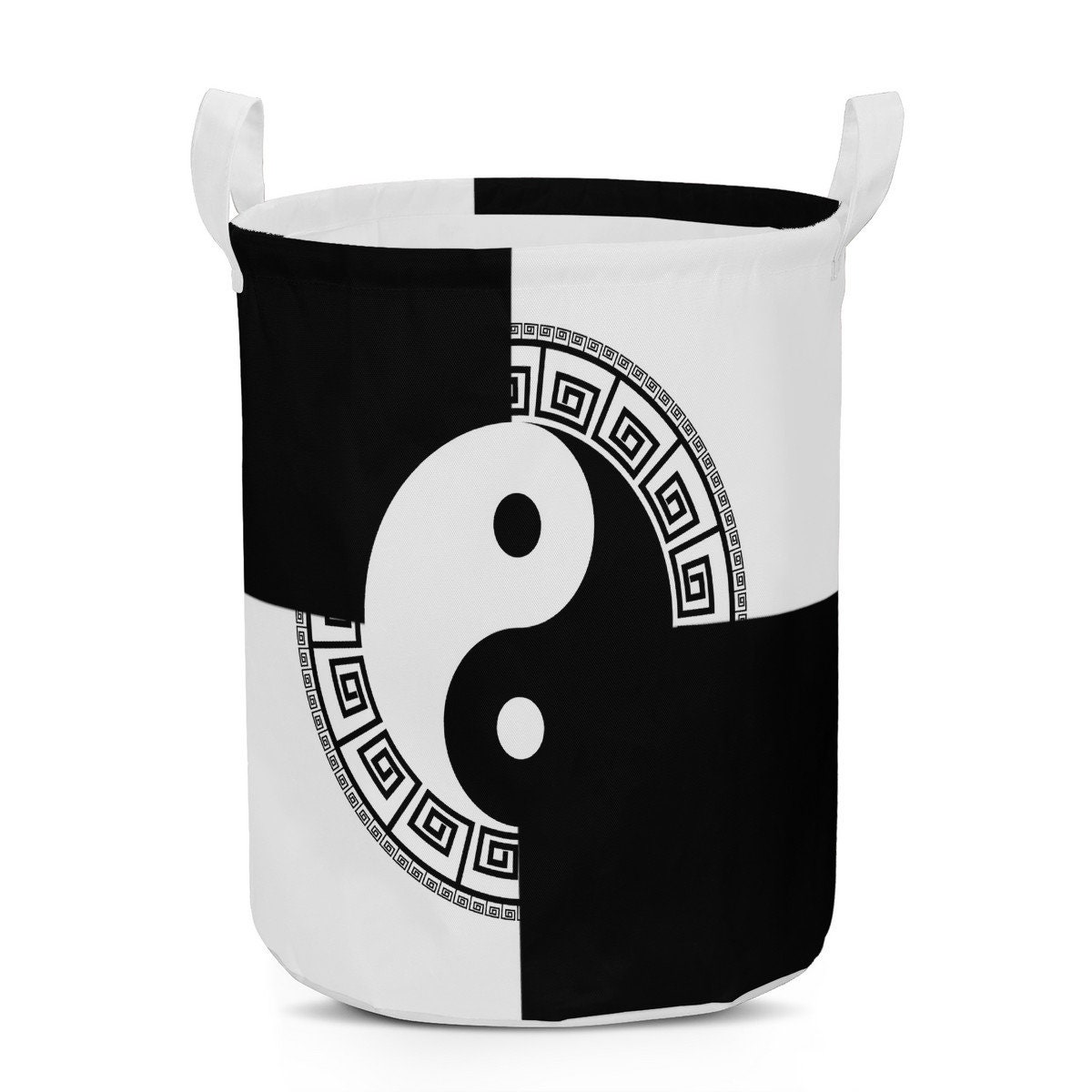 Round Laundry Basket Yin Yang Black and White Etsy