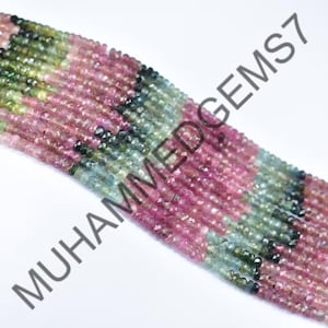 Natural Multicolour Tourmaline Beads • 3‑4mm Faceted & Smooth • Mixed Pink, Green, Yellow • Semi‑Precious Gemstone Beads