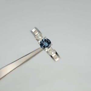 Natural London Blue Topaz Ring | 7mm Round | 925 Sterling Silver | Deep Blue Gemstone Ring | December Birthstone |Dainty Ring | Gift for Her