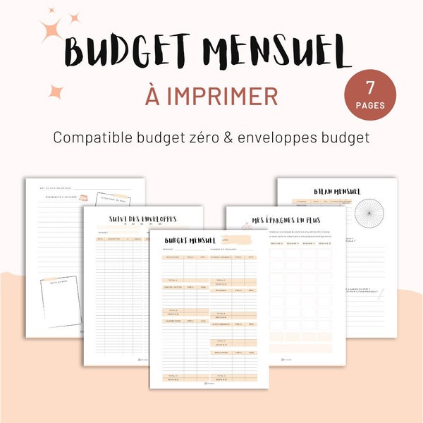 BUDGET PLANNER MENSUEL en Français à imprimer | Insert budget Non Daté | Budget Base Zéro et Enveloppes Budget | pdf à imprimer