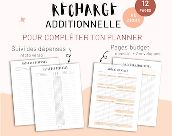 RECHARGE Additionnelle Budget Planner | budget mensuel ou bullet journal pour organiseur A5 et A4 | reliure à discs | Insert planner