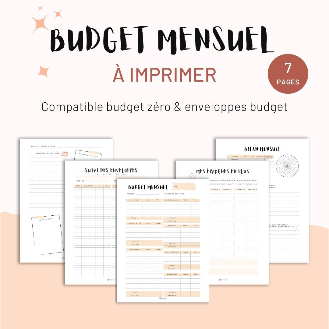 Organisation budget mensuel À IMPRIMER pour la gestion de 