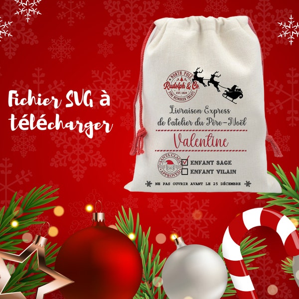 Hotte de Noël, Sac du Père Noël, Fichier SVG à télécharger